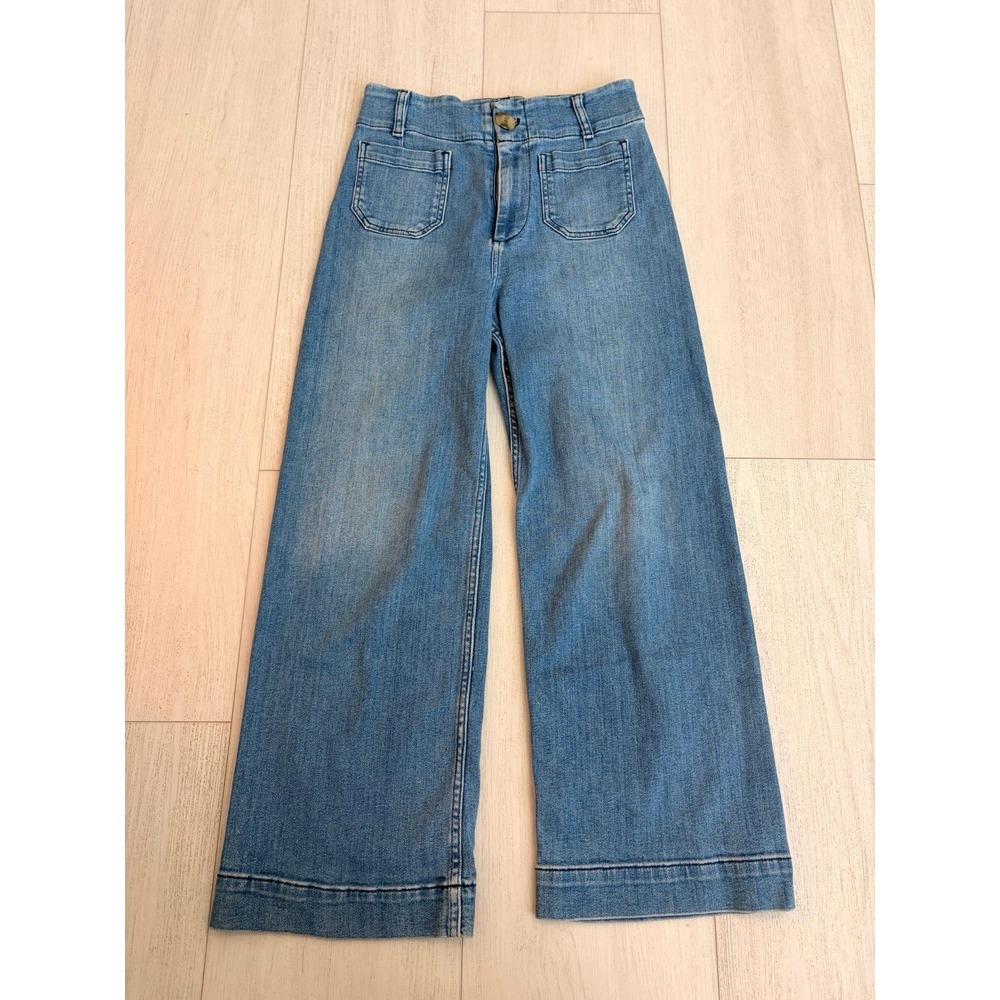 Anthropologie Pilcro Crop Wide Leg High Waist Jeans Sz 25 Front Pockets